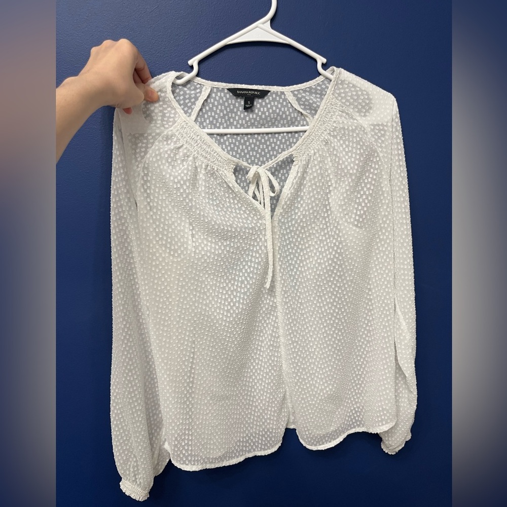 Banana Republic Sheer White Blouse